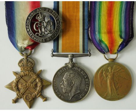 1915 Star Trio to 18438 Pte R A Marsh Suffolk Regt. With Silver War Badge No 152203 for Marsh while serving with 4th Bn.    (