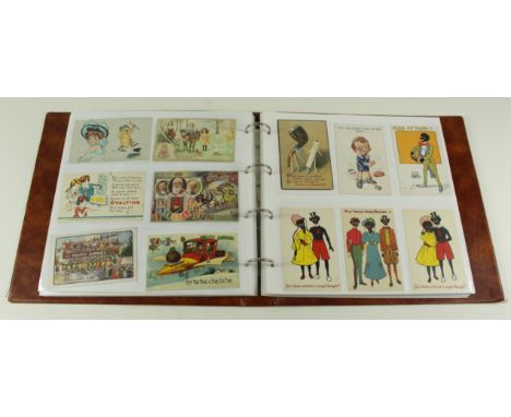 Very varied &amp; interesting collection in large tan album, events, advertising, used foreign, disasters, autographs, suffra