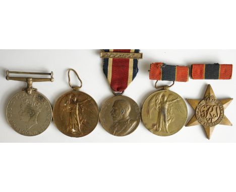 Victory Medal to M1-09202 J Stukeley ASC, Victory Medal to 3746 Dvr J R O'Neill RE, a broken F &amp; G Star, War Medal, and a