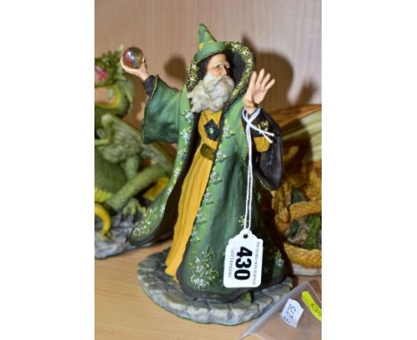 FOUR ENCHANTICA WIZARDS AND FOUR DRAGONS, comprising EN2018 Winter Wizard 'Vrost', EN2019 Winter Dragon 'Grawlfang',  EN2016 
