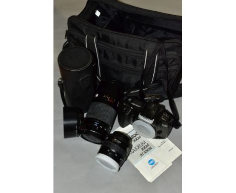 PHOTOGRAPHIC EQUIPMENT comprising a Minolta Dynax 300SI camera body, Minolta 35-70 zoom lens, Minolta 70-210 zoom lens and a 