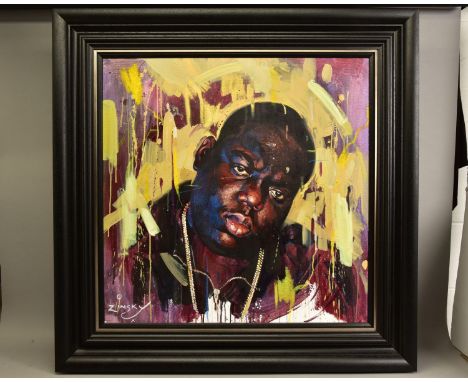ZINSKY (BRITISH CONTEMPORARY) 'BIGGIE', a portrait of American rap music star Notorious B.I.G/Biggie Smalls, signed bottom le