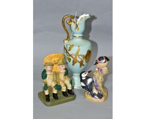 A ROYAL WORCESTER 'PIED WOODPECKERS' FIGURE GROUP, model no 3363, height 11.5cm, a Wade limited edition figure group of 'Bill