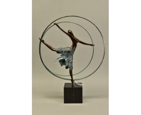 JENNINE PARKER (BRITISH CONTEMPORARY) 'ELEVATION', a limited edition bronze sculpture of a dancer 34/195, impressed initials,