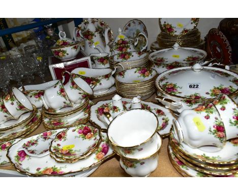 ROYAL ALBERT 'OLD COUNTRY ROSES' EIGHT PLACE DINNER/TEA SERVICE, etc, comprising eight each 26cm dinner plates, 21cm plates, 