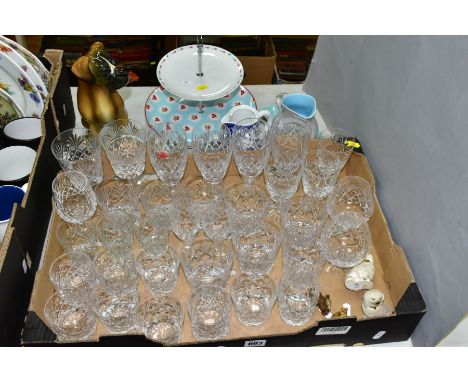 VARIOUS CUT GLASSES AND CERAMICS, to include Royal Crown Derby 'Mikado' jug (no lid), height 13.5cm, Webb Corbett crystal, se