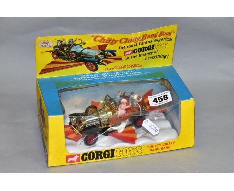 A BOXED CORGI TOYS 'CHITTY CHITTY BANG BANG' CAR, No 266, rarer version with the gold trim, appears complete with all four fi