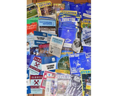 TWO BOXES OF FOOTBALL PROGRAMMES, to include a collection of Everton home football programmes 1960's - 1980's, condition rang