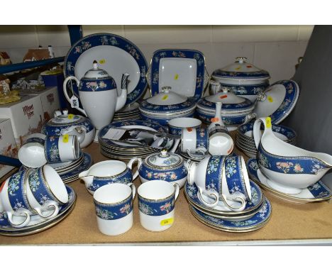 WEDGWOOD BLUE SIAM PART DINNER SERVICE, comprising six each: 18cm side plates, 27cm dinner plates, soup bowls, breakfast bowl