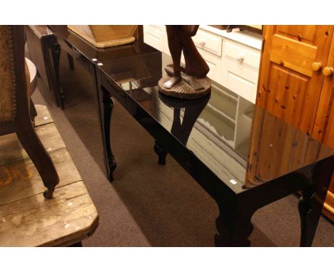 Pair contemporary black three drawer console tables