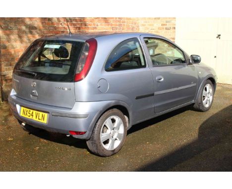 Vauxhall Corsa 1200 Energy, three door petrol motor car in silver lightning. Registration Number NX54 VLN, date of registrati