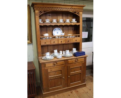 Continental pine shelf and spice drawer back two door dresser