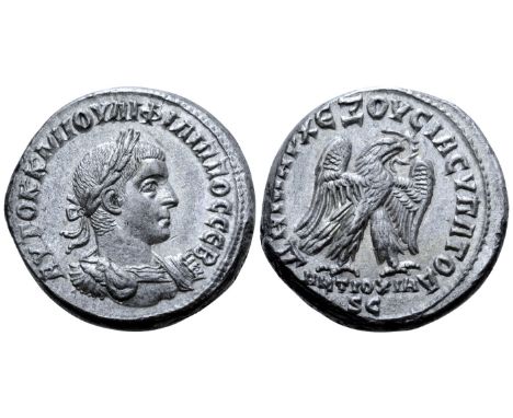 Philip II, as Caesar, AR Tetradrachm of Antioch, Seleucis and Pieria. AD 247-249. AVTOK K M IOV?I ?I?I??OC C?B, laureate and 