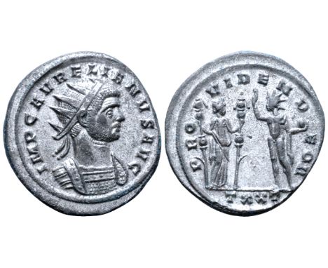 Aurelian BI Radiate. Ticinum, AD 274-275. IMP C AVRELIANVS AVG, radiate and cuirassed bust right / PROVIDEN DEOR, Fides stand