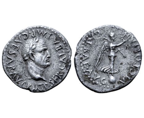 Galba AR Quinarius. Lugdunum, AD 68-69. SER GALBA IMP CAESAR AVG P M T P, laureate head right / VICTORIA GALBAE AVG, Victory,