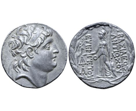 Seleukid Empire, Antiochos VII Euergetes AR Tetradrachm. Cappadocian mint, circa 138-129 BC. Posthumous issue. Diademed head 