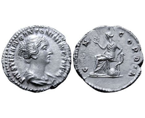 Faustina II (daughter of A. Pius) AR Denarius. Rome, AD 145-147. FAVSTINA AVG ANTONINI P[II AVG FIL], draped bust right / CON