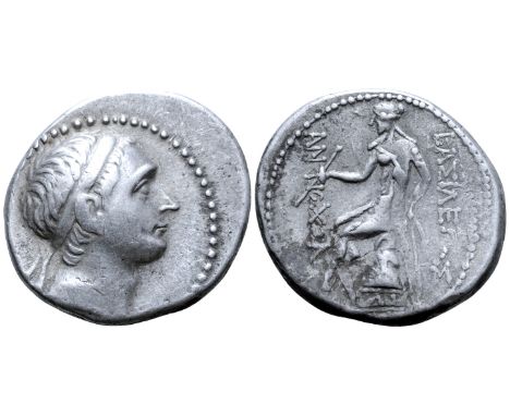 Seleukid Empire, Antiochos III 'the Great' AR Tetradrachm. '?I' mint, after 202 BC. Diademed head right / BA?I?E?? ANTIOXOY, 