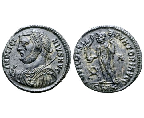 Licinius I Æ Nummus. Cyzicus, AD 317-320. IMP LICINIVS AVG, laureate and draped bust left, holding orb and mappa in left hand