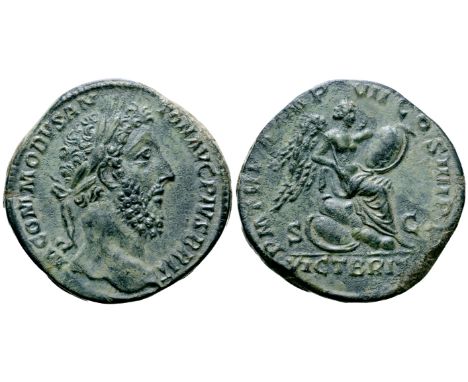 Commodus Æ Sestertius. Rome, AD 185-6. M COMMODVS ANTON AVG PIVS BRIT, laureate head right / P M TR P X IMP VII COS IIII P P,