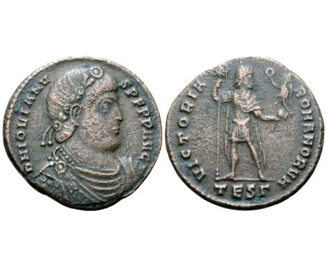 Jovian Æ Double Maiorina. Thessalonica, AD 363-364. DN IOVIANVS P F AVG, rosette-diademed, draped and cuirassed bust right / 