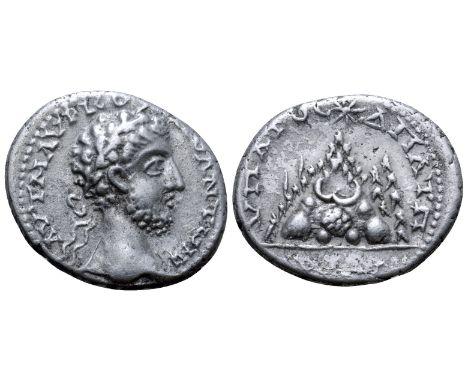 Commodus AR Drachm of Caesarea, Cappadocia. AD 177-192. AVT K M AVP KOMO ANT?NI[NOC], laureate head right / ?????? ? ??? ?, M