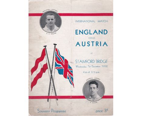 England v Austria 1932 December 7th International match at Stamford Bridge light vertical fold