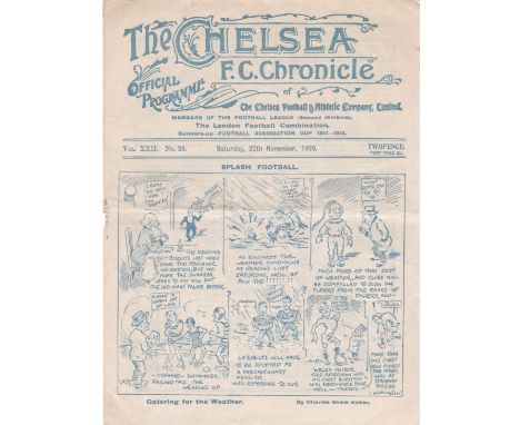 Chelsea v Swansea Town 1926 November 20th light horizontal fold light rust mark no staple