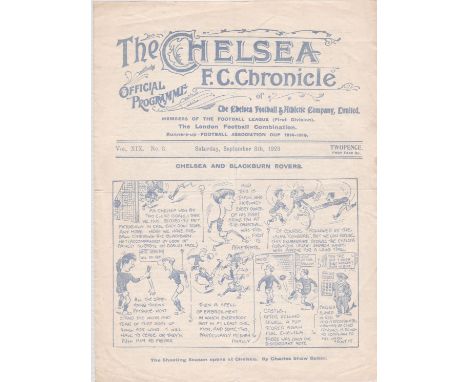 Chelsea v Blackburn Rovers 1923 September 8th light vertical &amp; horizontal folds