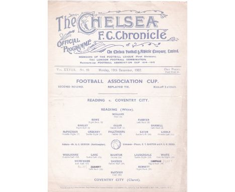 Stamford Bridge 1932 December 19th Reading v Coventry City Football Association Cup 2nd round replay tie horizontal &amp; ver