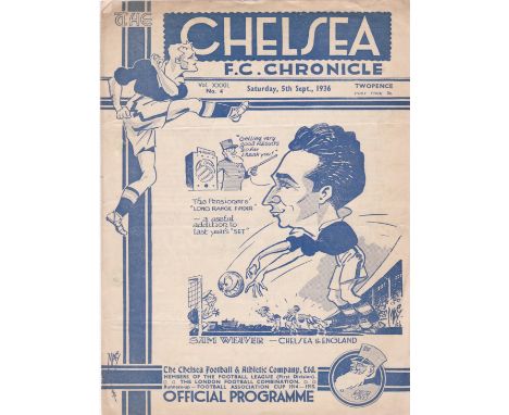 Chelsea v Birmingham 1936 September 5th light vertical fold