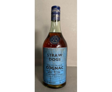 A bottle of Martel cognac specially bottled for Brian Turner by "The Sam Peckinpah Distillery" to commemorate the film Straw 