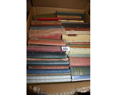A box of educational Books, 'First steps in Latin' and first exercise Books