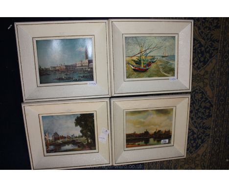 A set of  four ''London Art Gallery'' tourist Prints, unusual old wooden frames, Old Master prints on card with full individu