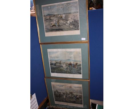 Three coloured Aquatints, ''The First Steeple Chase on record'' by Henry Alken, 1839. 