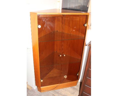 A vintage Turnidge of London teak & smoked glass corner display cabinet h124cmcollection only 