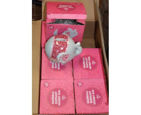 Eighteen new ceramic Mandala Elephant money boxes 