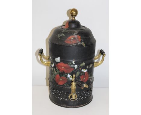 A vintage hand painted "Barge Ware" tea urn 