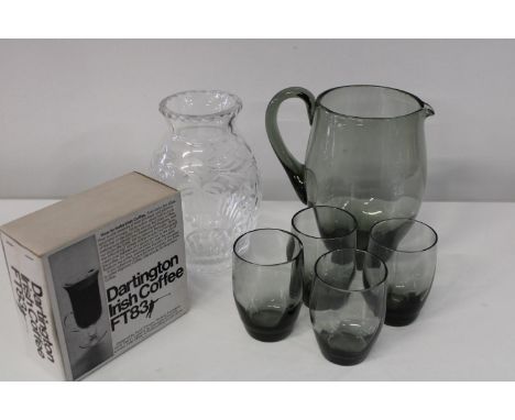A vintage Mid Century smoked glass lemonade set &amp; other glass ware 