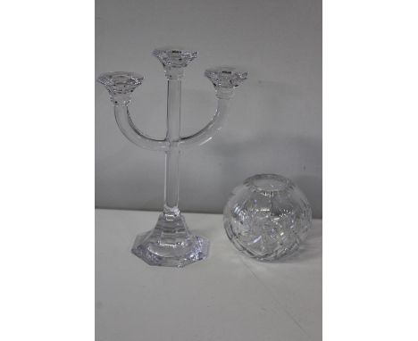 A Villeroy Bosch glass candle stick and a cut glass vase 