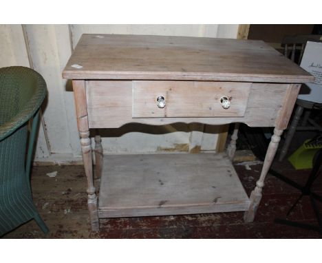 A vintage stripped pine hall table with single draw 84cm x 89cm x 44cm. collection only 