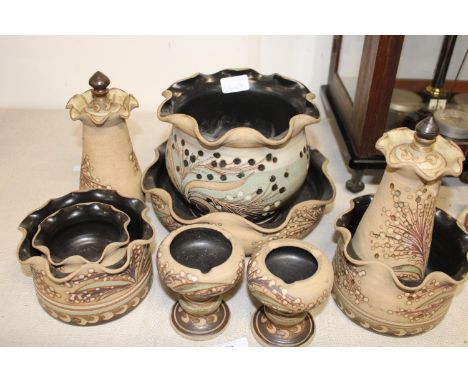 A selection of vintage stone ware pottery 