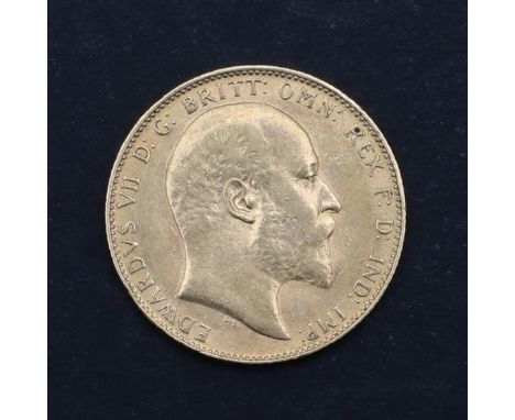 An Edward VII Sovereign, St George and the Dragon Reverse, dated 1908   *Condition:  Light surface marks and scratches.