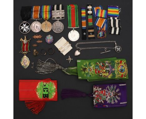 A group of four comprising the Order of St John, 2nd type, War Medal and Victory Medals named to 44231 Pte J. W. Hutton S. Wa