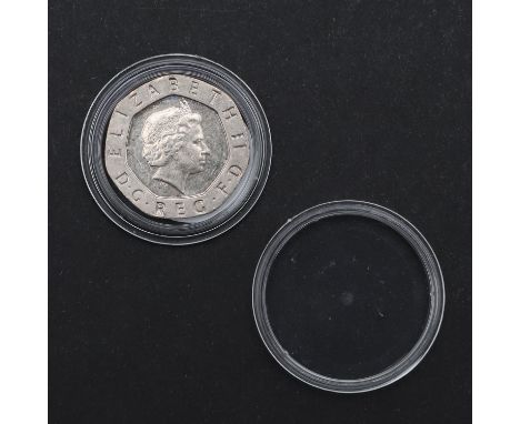 A 2009 20p piece, obverse Elizabeth II r. reverse lacking date   *Condition:  light marks to both surfaces.