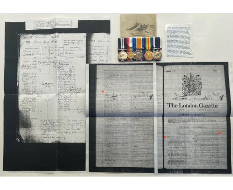 A group of five comprising George V Distinguished Conduct Medal named to 207027 T.H. Wise P.O. 1 Cl. 'Orford” 1918. 1914-15 S