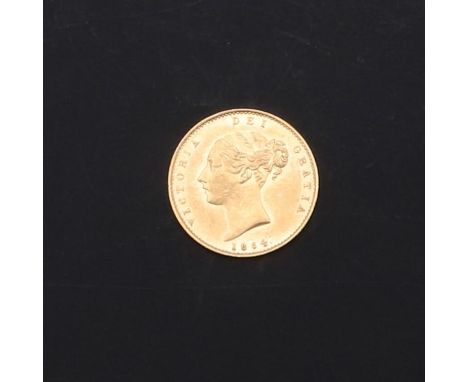 A Queen Victoria Half Sovereign, young head l. shield reverse, dated 1864, die number 53   *Condition:  marks and light scrat