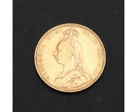 A Queen Victoria Sovereign, Jubilee bust l. St George and the Dragon reverse   *Condition:  Light surface marks to both sides