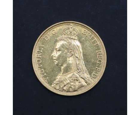 A Queen Victoria Two Pound gold coin, jubilee bust l, George and the Dragon reverse, reverse, dated 1887   *Condition:  very 