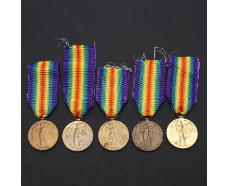 Five Great War Victory Medals to the Dorset Regiment: 41378 Private J(ohn) W. Jenkin who also served with the Devonshire Regi